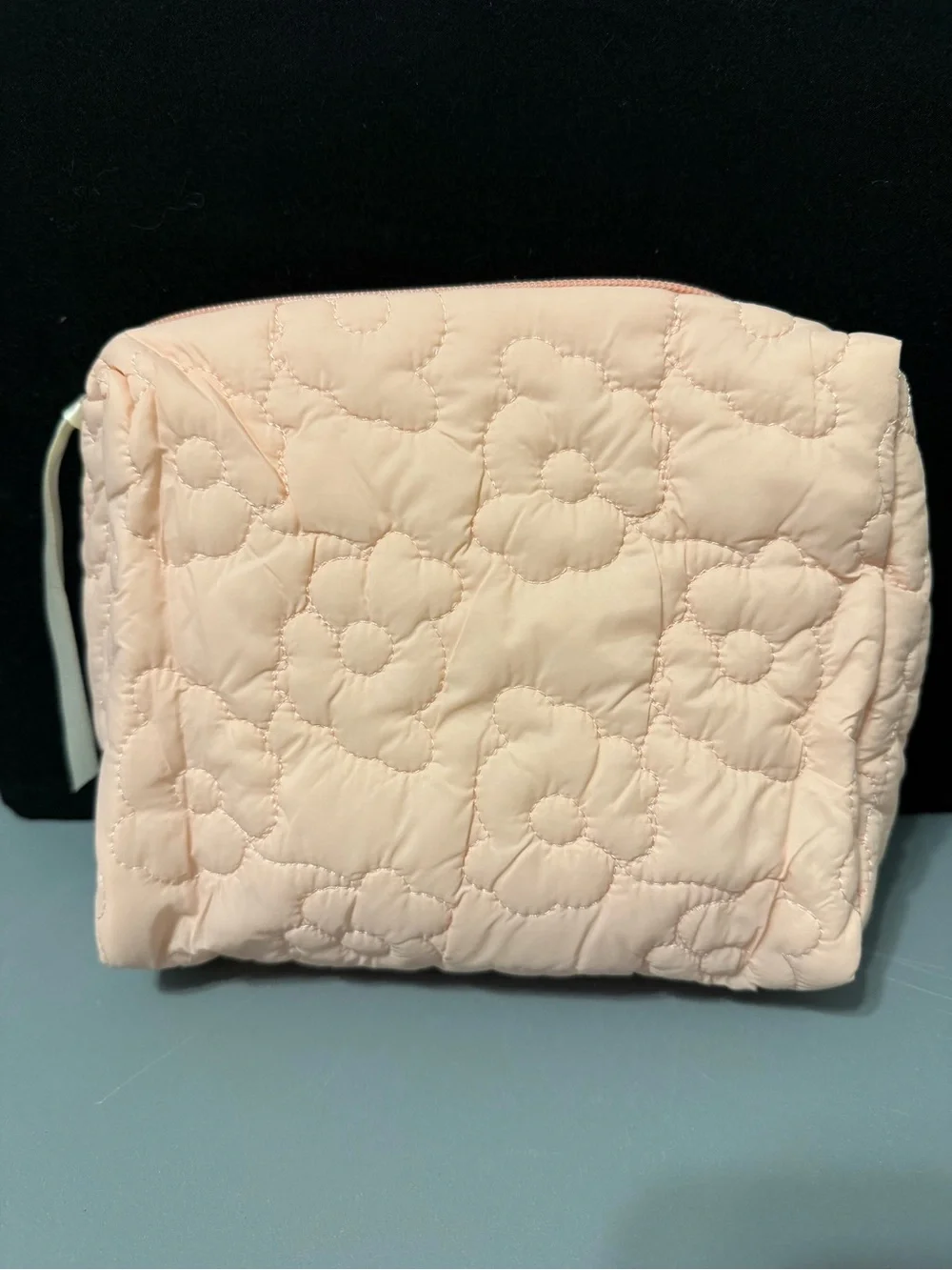 Quilted Floral Cosmetic Pouch